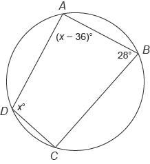 ​Quadrilateral ABCD​ is inscribed in this circle. What is the measure of angle A? Enter-example-1