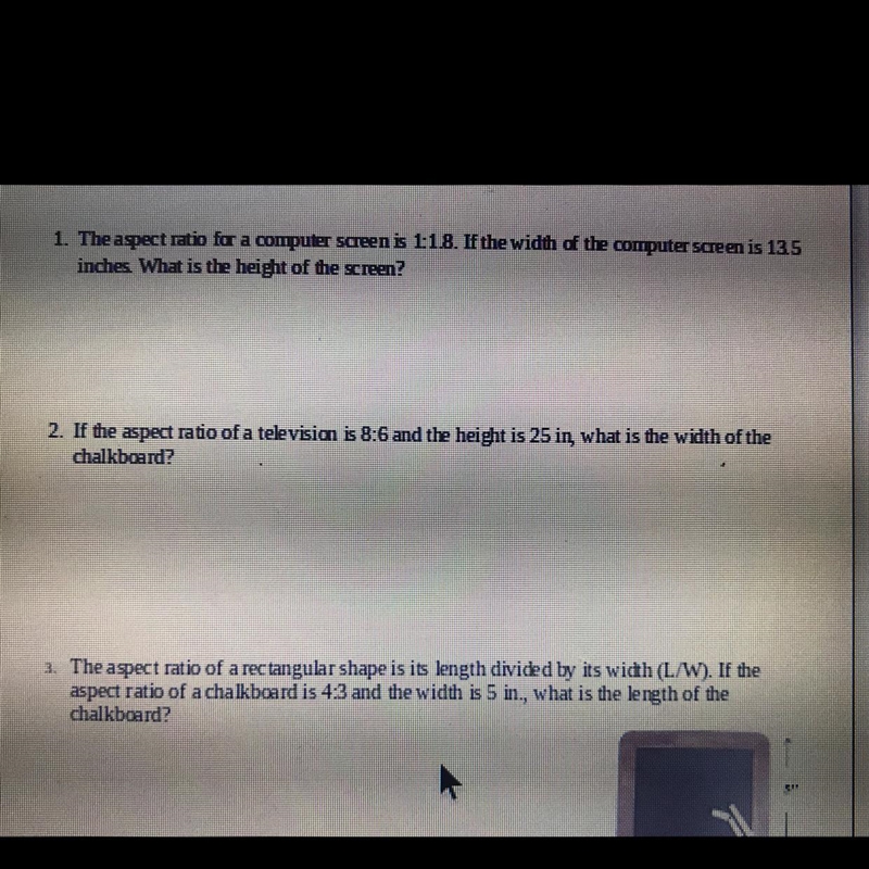 The aspect ratio for a computer screenis 118. If the width of the computer screen-example-1