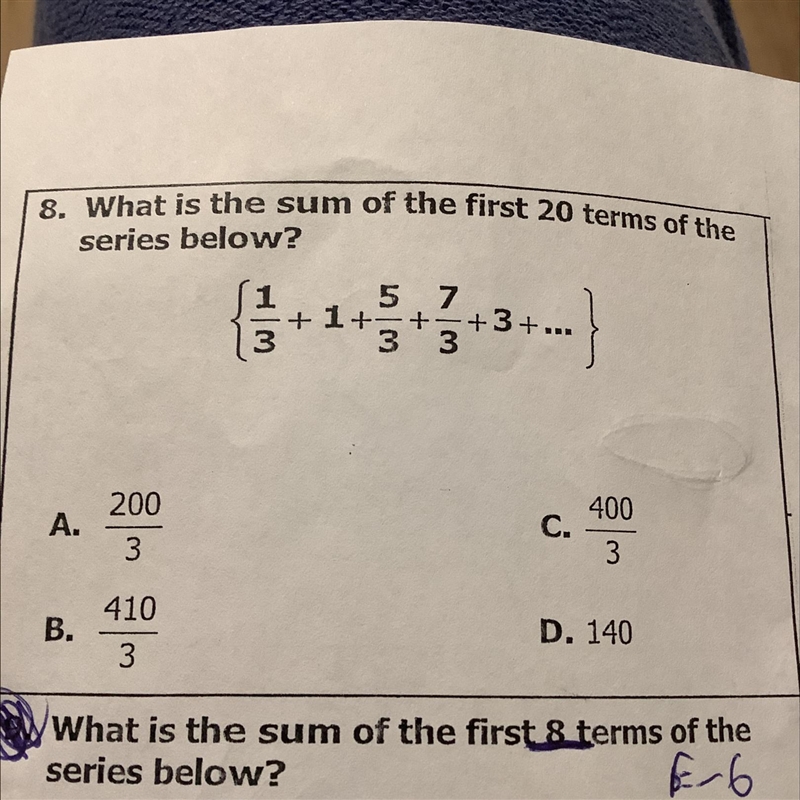 What is the sum of the first 20 terms of the series below?-example-1