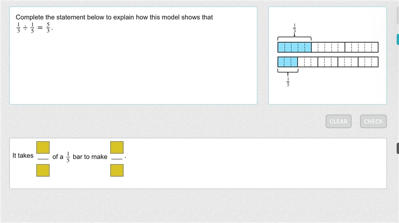 Complete the statement below to explain how this model shows that 13÷15=5313÷15=53.-example-1