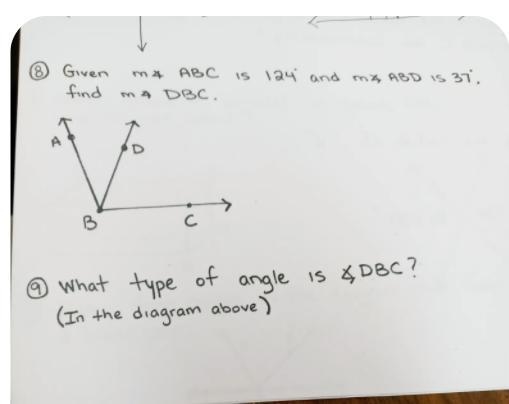 8) Given m∠ABC is 124 and m∠ABD IS 37, find m∠DBC.-example-1