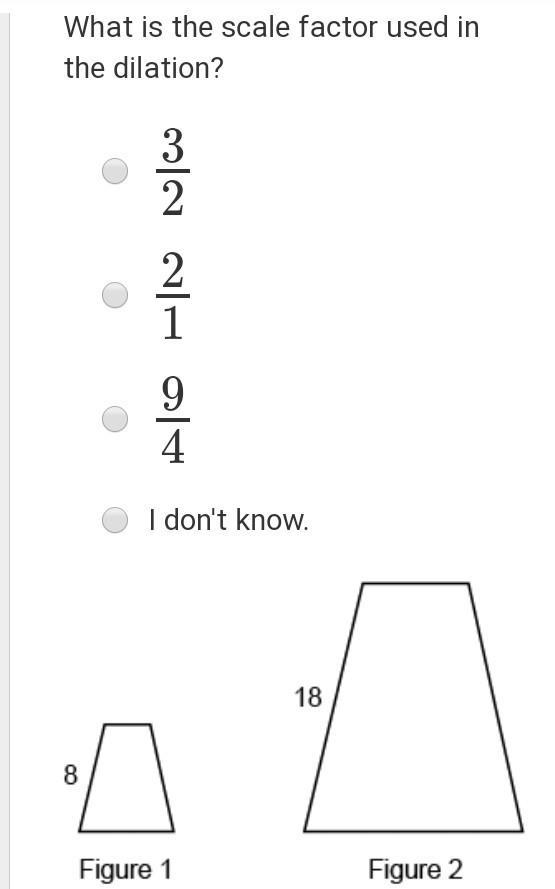 Figure 2 is a dilation of figure 1. What is the scale factor used in the dilation-example-1