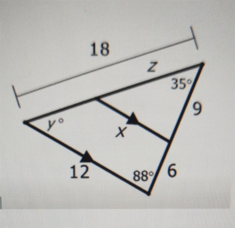 Find the values of x,y, and z. guys please help me. I missed a class and can't find-example-1