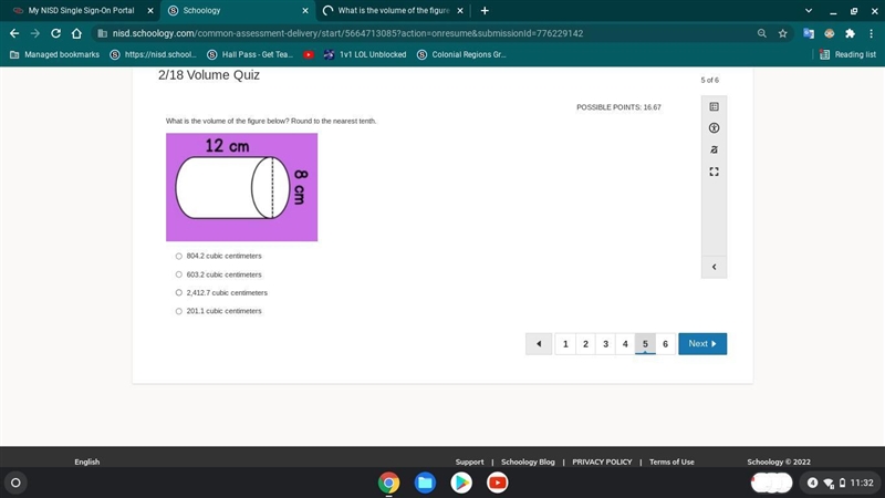 What is the volume of the figure below? Round to the nearest tenth.-example-1