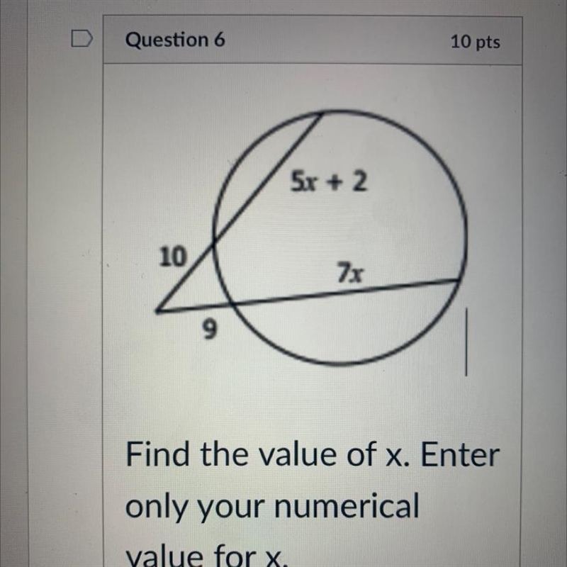 Find the value of x. Enter only your numerical value for x-example-1