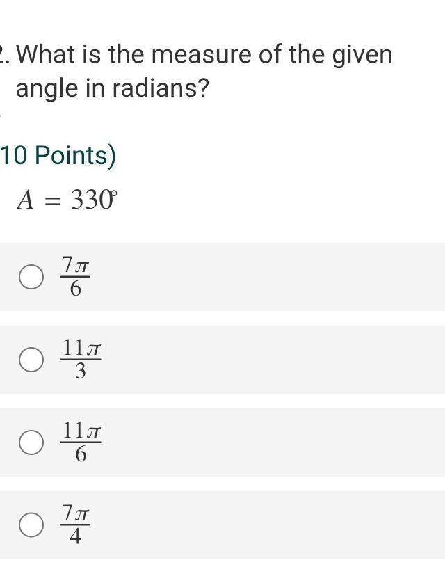 What is the measure of the given angle in radians​-example-1