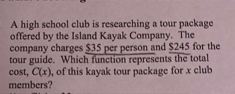 A high school club is researching a tour package offered by the Kayak company. The-example-1