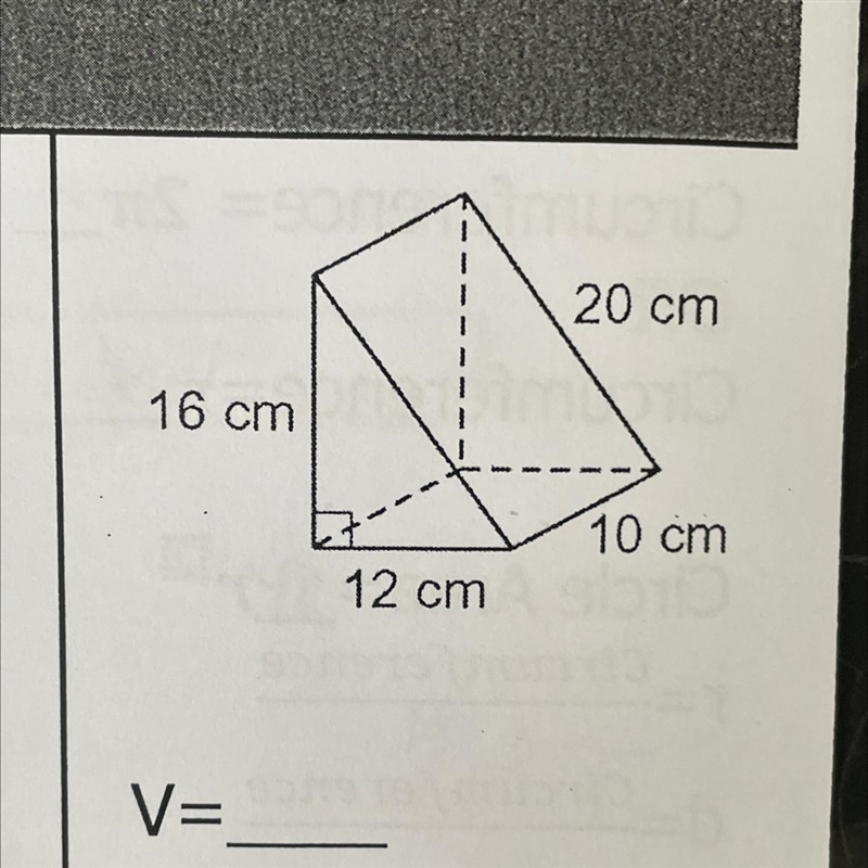 20 cm 16 cm 10 cm 12 cm V= help quick please-example-1