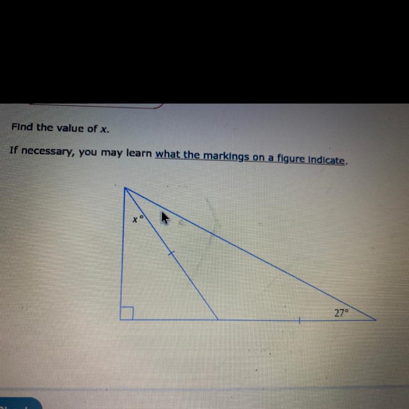 Find the value of x. If necessary, you may learn what the markings on a figure indicate-example-1