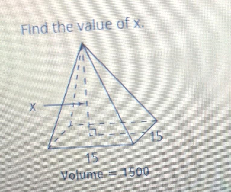 Find the value of x. X=? Volume = 1500 ​-example-1