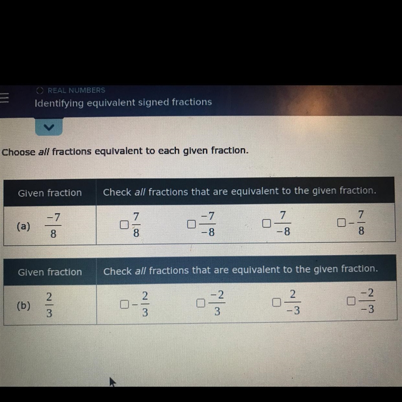 Choose all fractions equivalent to each given fraction-example-1