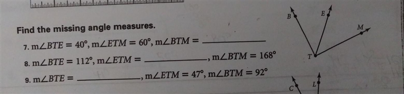 Can someone please help me with #7,#8, and #9 of the Geometry Practice 1.3 Measuring-example-1