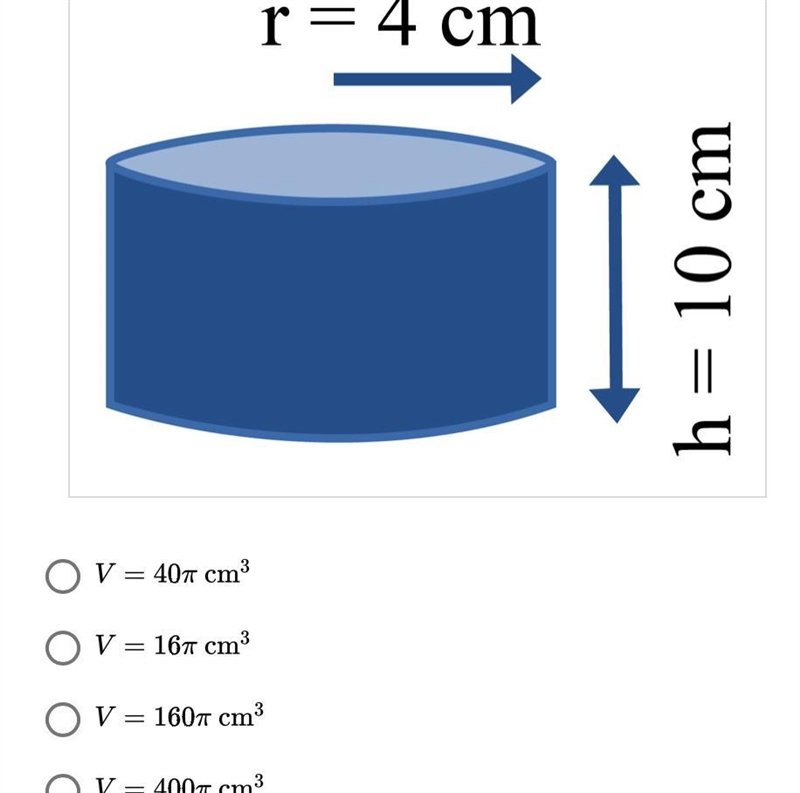 What is the volume of the cylinder shown?-example-1