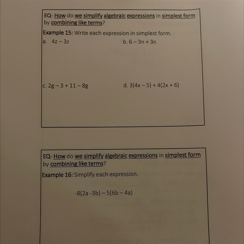 I need help with how to write the expressions in its simplest form which is 15 and-example-1