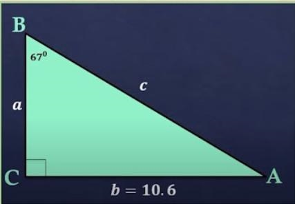 Given the ΔABC, find a, c, and A; where a and c represent the side lengths and A represents-example-1