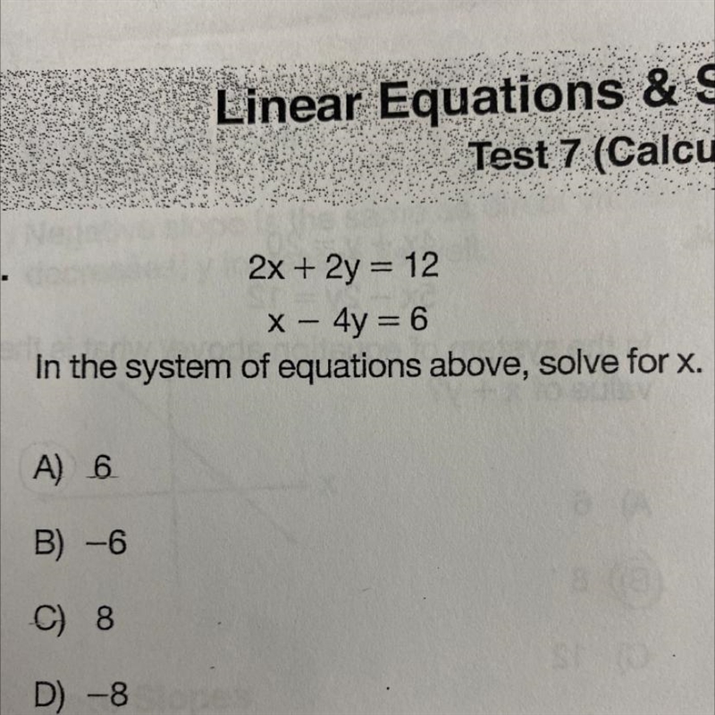 In the system of equations above, solve for x-example-1