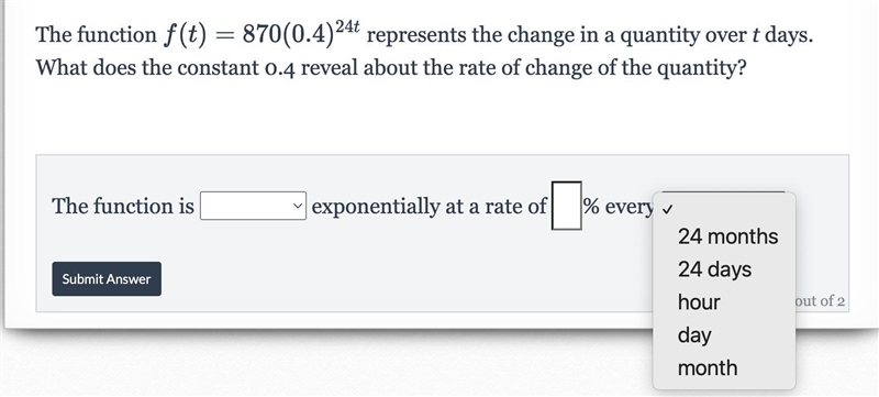 What does the constant 0.4 reveal about the rate of change of the quantity?-example-3