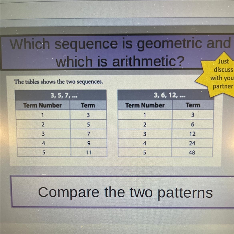 Which sequence is geometric and which is arithmetic?-example-1