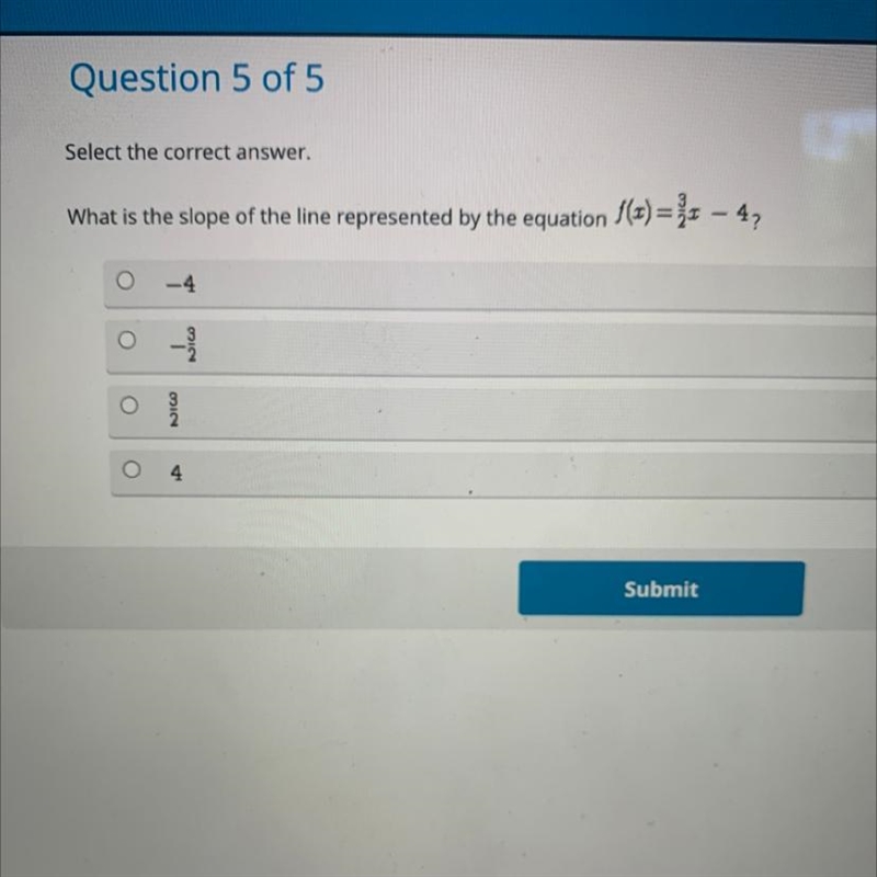 What is the slope of the line represented by the equation f(x) = -47 2x 4₂ -4-example-1