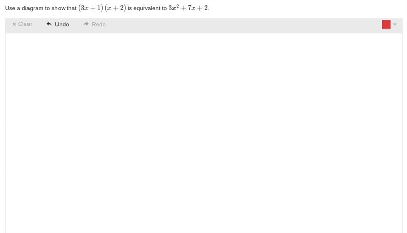 Use a diagram to show that (3x+1)(x+2) is equivalent to 3x2+7x+2.-example-1