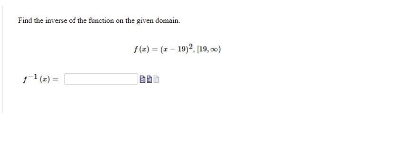 Find the inverse of the function on the given domain.-example-1