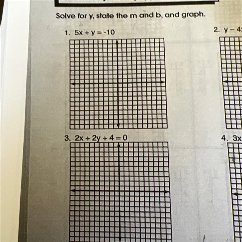 Slope intercept form, solve for y, state the m and b, and graph-example-1