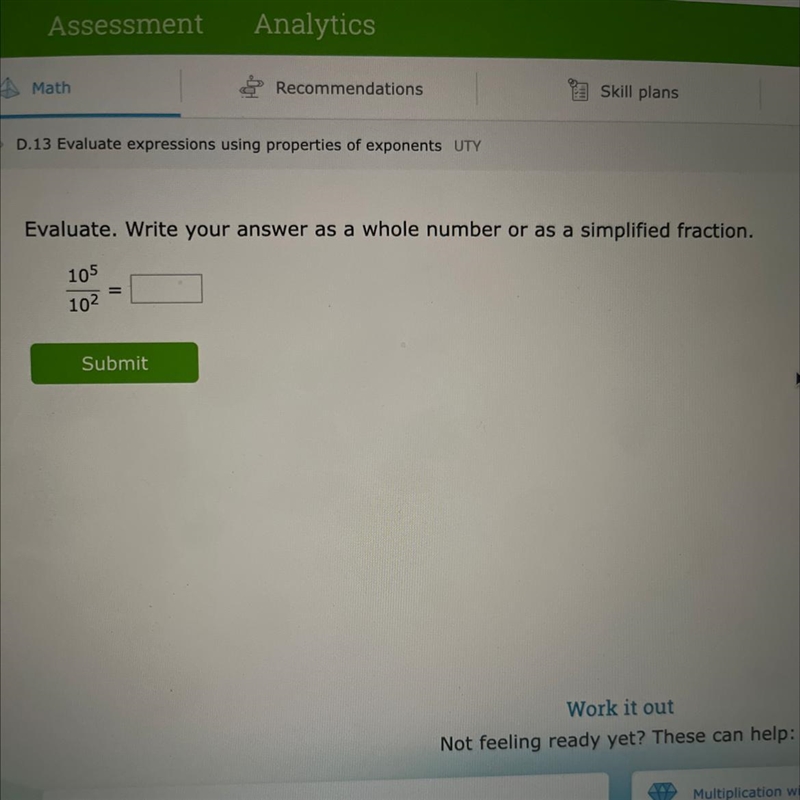 Evaluate. Write your answer as a whole number or as a simplified fraction.-example-1