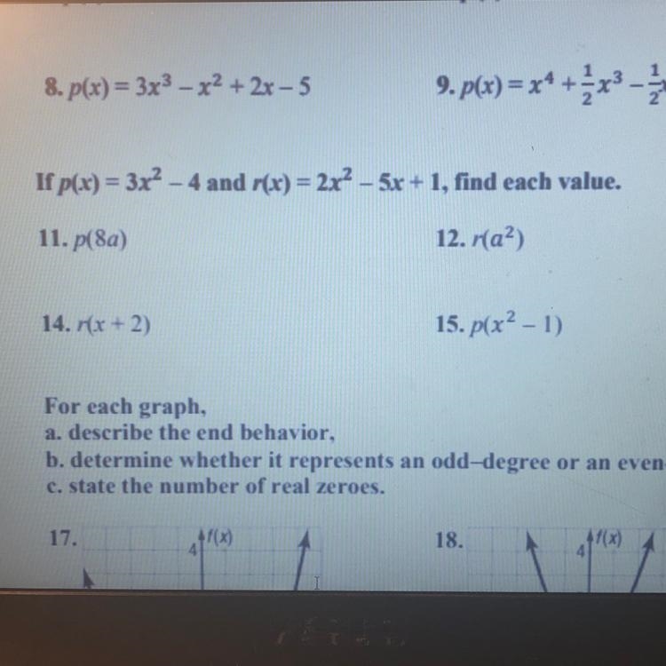 If P(x) =3X^2-4 find the value of p(8a) Number 11-example-1