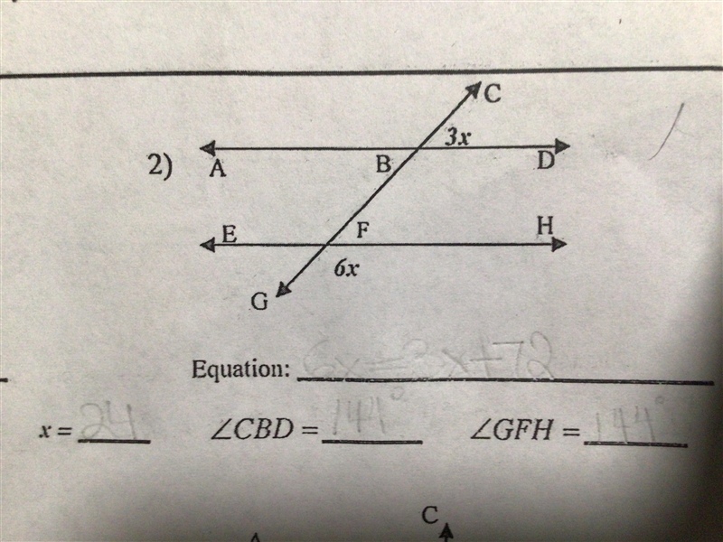 I need help to find the unknown angle measures.And the equation pls, the problem is-example-1