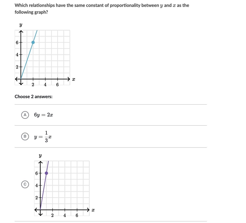 Which relationships have the same constant of proportionality between y and x as the-example-1