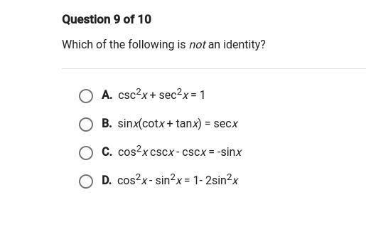 Which of the following is not an identity?-example-1