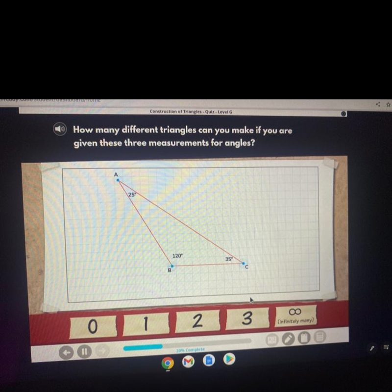 How many different triangles can you make if you are given these three measurements-example-1