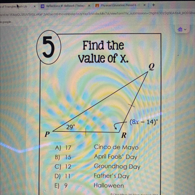 A) 17 B) 15 C) 12 D) 11 E) 9-example-1