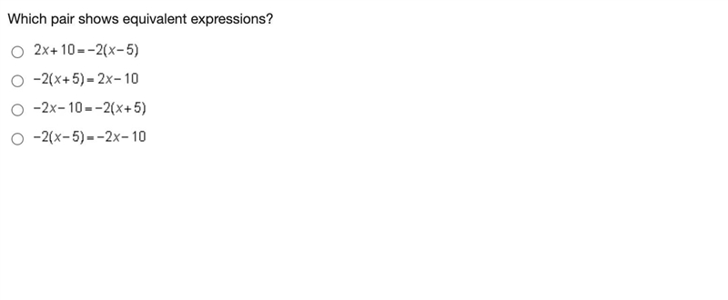 Which pair shows equivalent expressions?-example-1