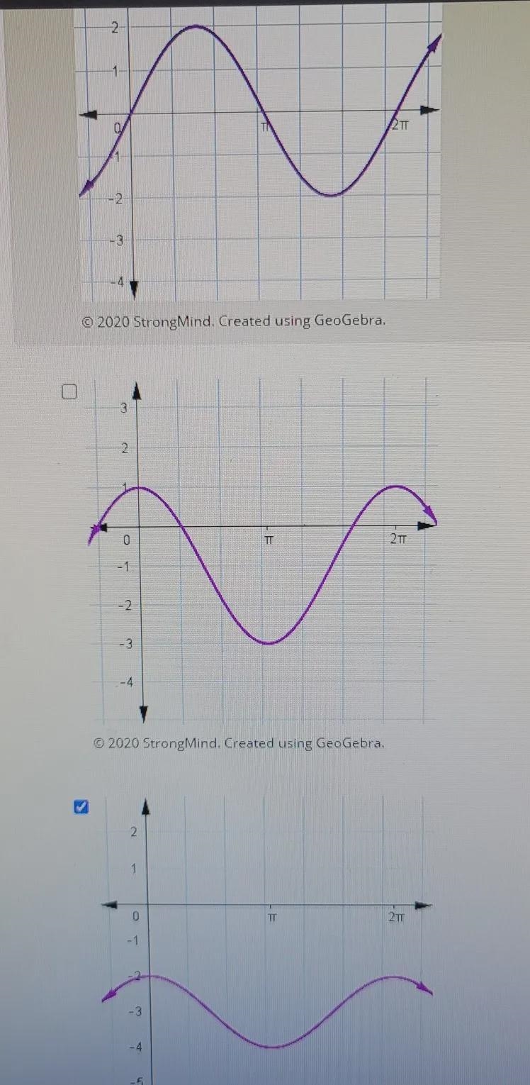 Which are the graphs of sine functions (more than 1 answer)-example-1