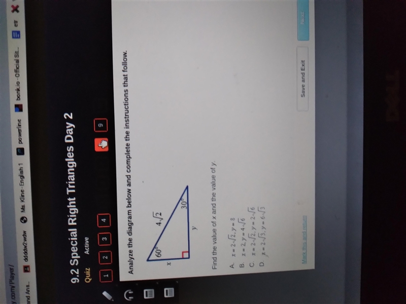 Analyze the diagram below and complete the instructions that follow. 60° 4 Y 30° Find-example-1