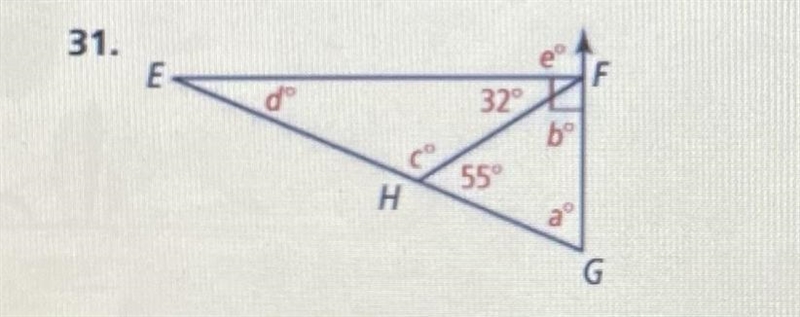 Find the values of the variables and the measure of the angles.-example-1