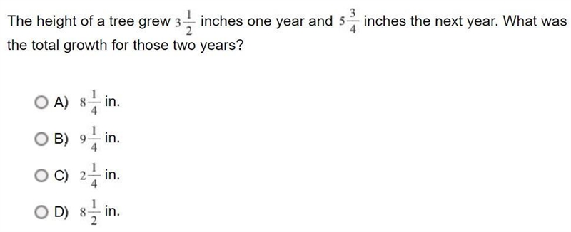 A child grew 3 1/4 inches one year and 4 3/4 inches the next year. How many inches-example-1