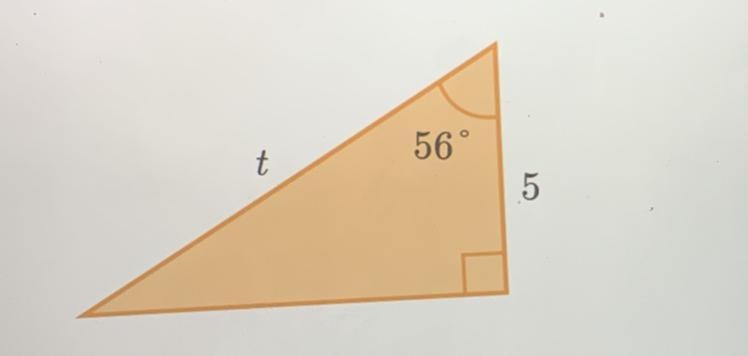 Using trigonometry what is the value of t-example-1