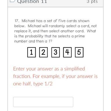 4 2 17. Michael has a set of five cards shown below. Michael will randomly select-example-1