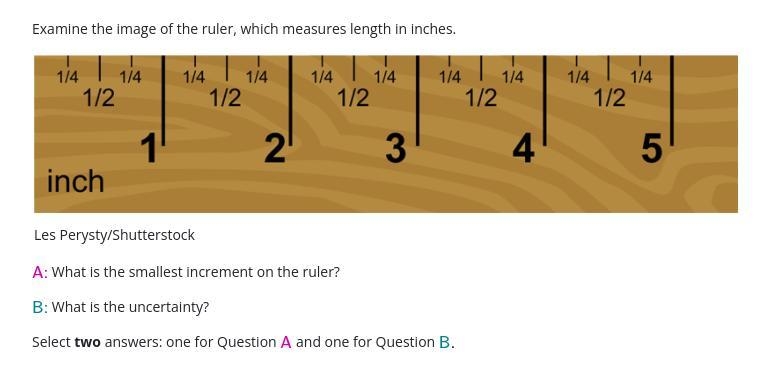 Examine the image of the ruler, which measures length in inches. A ruler has 5 evenly-example-1