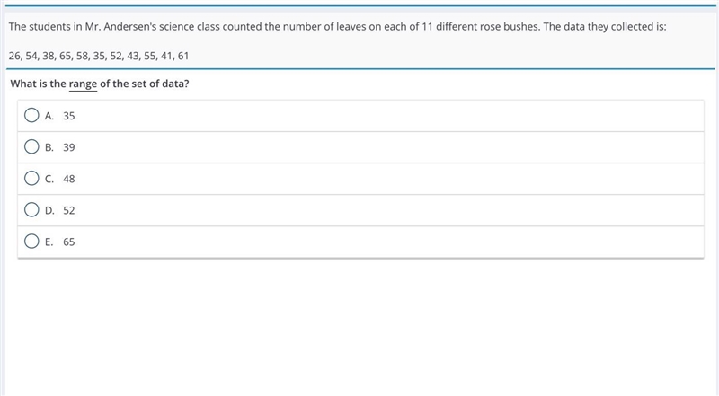 The students in Mr. Andersen's science class counted the number of leaves on each-example-1