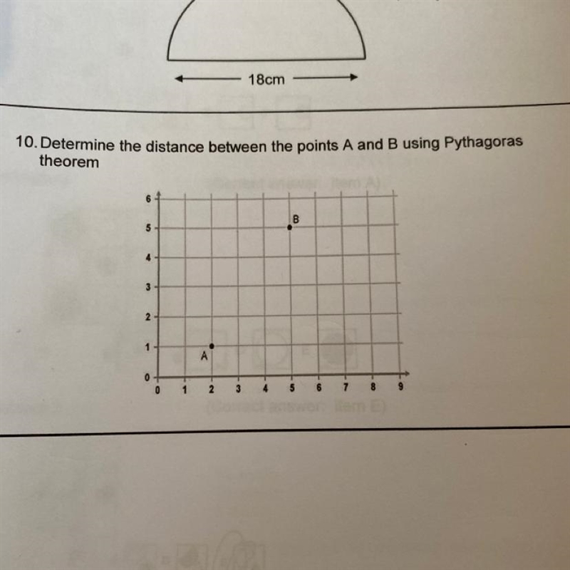 Determine the distance between the points A and B using Pythagoras theorem-example-1