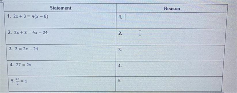 Please help worth a lot of points!!! Justify each step in solving the equation 2x-example-1