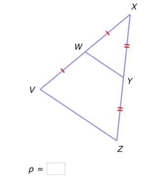 If VZ=p–7 and WY=p–21, what is the value of p?-example-1