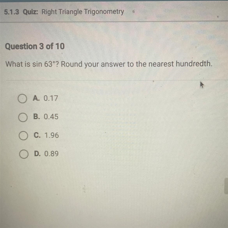 What is the sin 63 degrees? And round it to the nearest hundredth-example-1