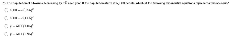 The population of a town is decreasing by 5% each year. If the population starts at-example-1