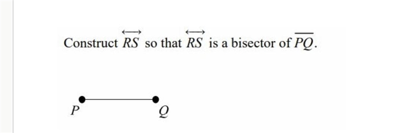 Construct RS so that RS is bisector to PQ-example-1