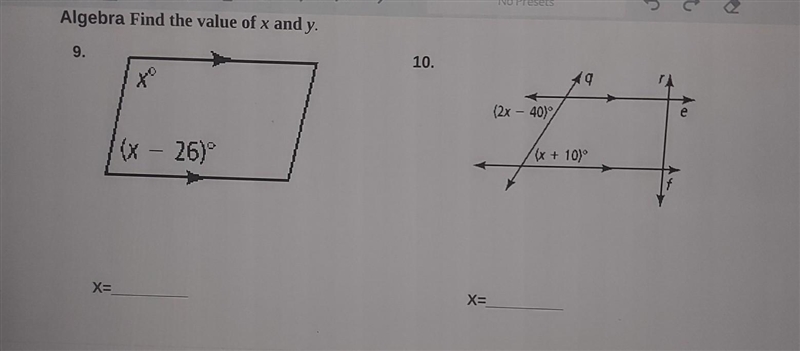 Find the value of x and y. ​-example-1