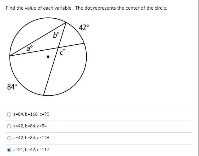 Find the value of each variable. The dot represents the center of the circle.-example-1